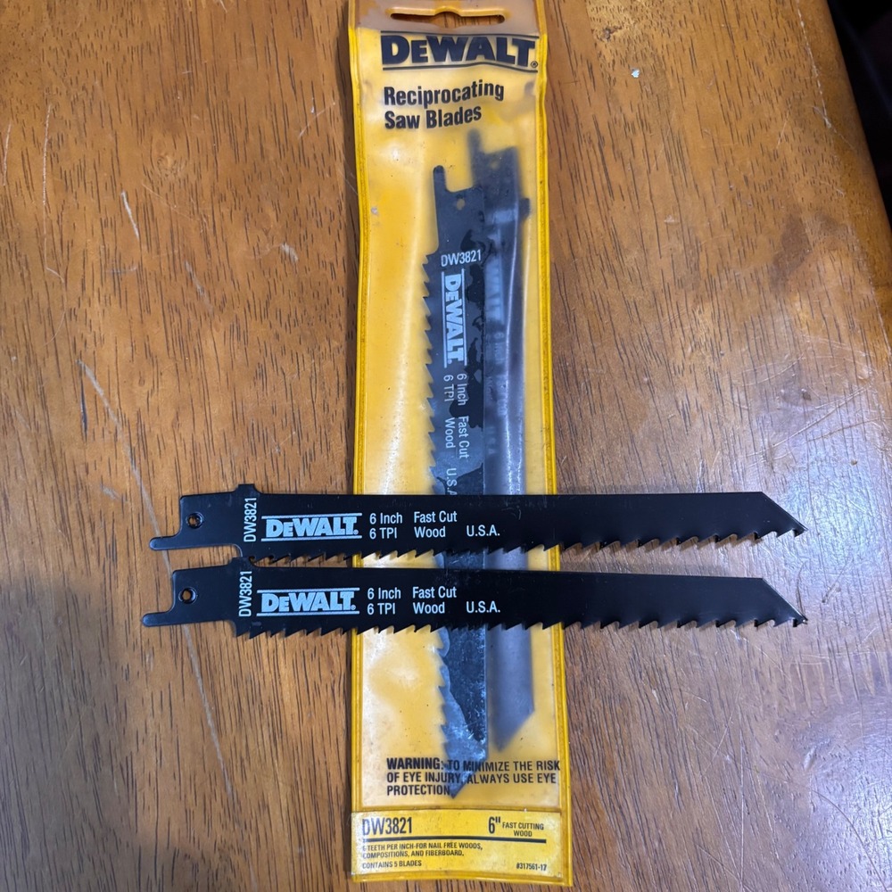 DEWALT DW3821 6 Inch 6 TPI Reciprocating Saw Blades 4 Pack Wood Cutting USA